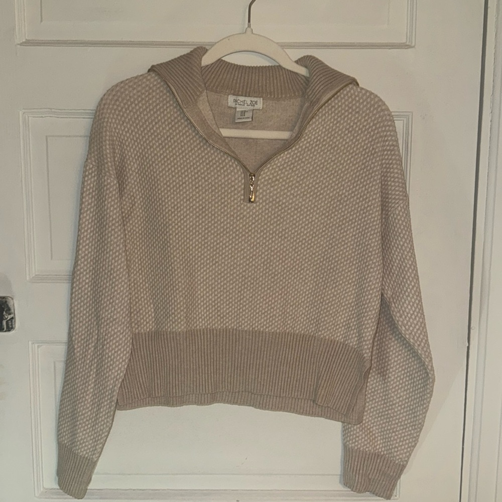 Rachel Zoe Medium Ribbed Quarter Zip Sweatshirt 🤎